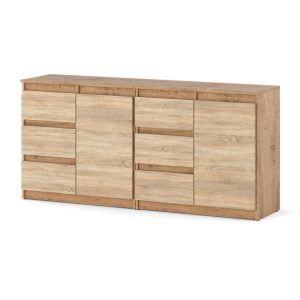 Komoda duża pojemna szafka na ubrania 160cm dąb wotan sonoma 595281 Komoda duża pojemna szafka na ubrania 160cm dąb wotan sonoma 595281
