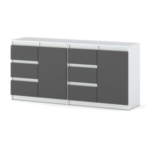 Komoda duża szafka szuflady na ubrania 160cm biały szary mat 595292 Komoda duża szafka szuflady na ubrania 160cm biały szary mat 595292
