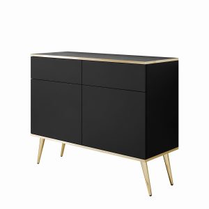 Komoda dwudrzwiowa OXFORD KSZ107 z szufladami, czarny 858862 Komoda dwudrzwiowa OXFORD KSZ107 z szufladami, czarny 858862