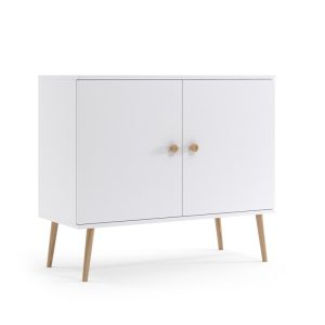 Komoda dwudrzwiowa uchwyty sznurkowe IKON 100cm Biała 247872 Komoda dwudrzwiowa uchwyty sznurkowe IKON 100cm Biała 247872