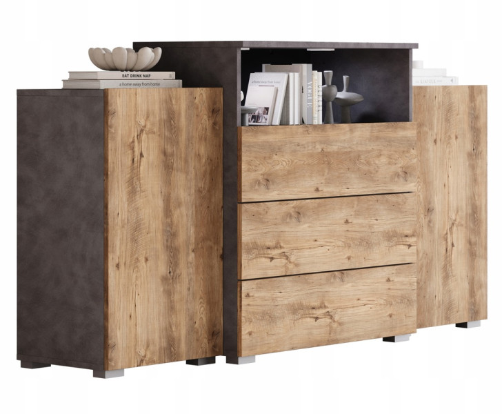Komoda dwudrzwiowa Urban 150 cm szuflady - matera/kasztan 989084