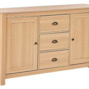 Komoda dwudrzwiowa z 3 szufladami jasne drewno 70293 Komoda dwudrzwiowa z 3 szufladami jasne drewno 70293