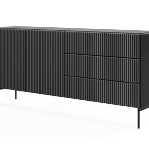 Komoda dwudrzwiowa z szerokimi szufladami TUTTI Czarna 177 cm do salonu 720821 Komoda dwudrzwiowa z szerokimi szufladami TUTTI Czarna 177 cm do salonu 720821