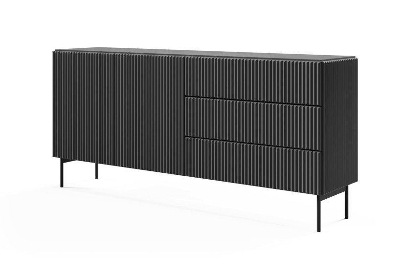 Komoda dwudrzwiowa z szerokimi szufladami TUTTI Czarna 177 cm do salonu 720821