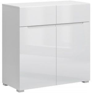 Komoda Dwudrzwiowa z Szufladami MIST 90 cm Biały połysk 318993 Komoda Dwudrzwiowa z Szufladami MIST 90 cm Biały połysk 318993