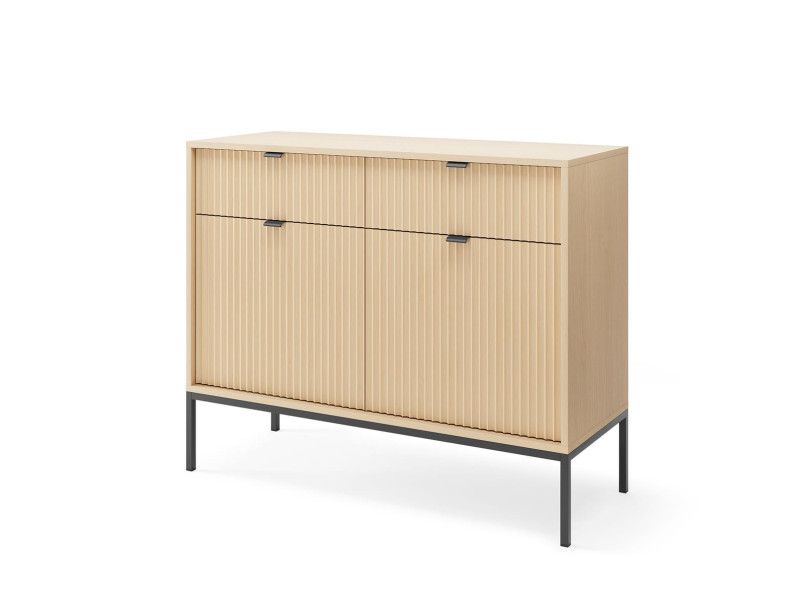 Komoda dwudrzwiowa z szufladami Nova 104cm Dąb Vicenza na Czarnych nogach 828824