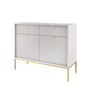 Komoda dwudrzwiowa z szufladami Szara Nova KSZ104 Złote nogi 318271 Komoda dwudrzwiowa z szufladami Szara Nova KSZ104 Złote nogi 318271