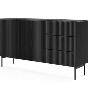 Komoda dwudrzwiowa z szufladami TUTTI Czarna 147 cm do salonu 720820 Komoda dwudrzwiowa z szufladami TUTTI Czarna 147 cm do salonu 720820