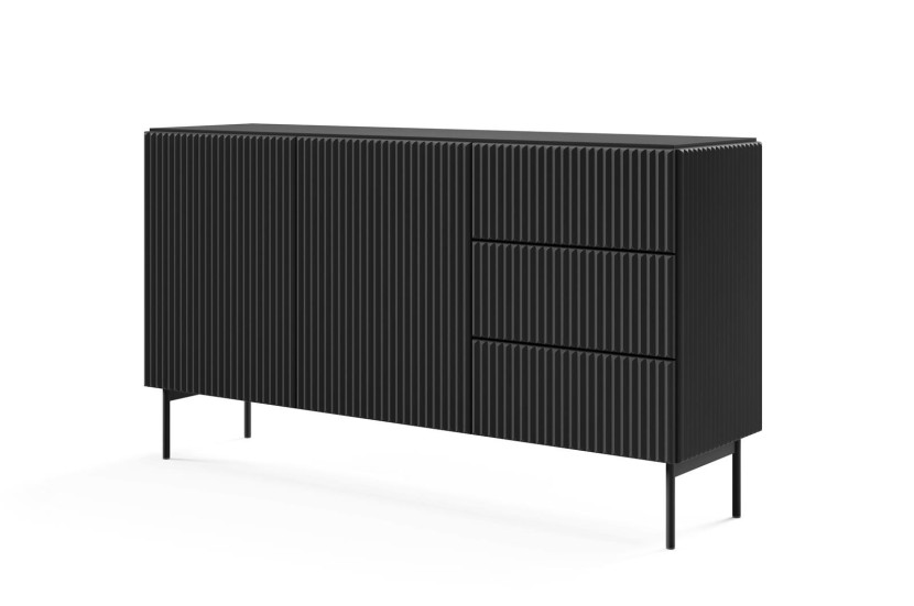Komoda dwudrzwiowa z szufladami TUTTI Czarna 147 cm do salonu 720820