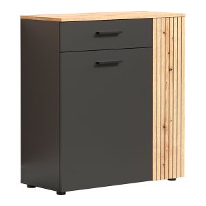 Komoda Esteban 80 cm z 2 drzwiami i szufladą grafit/dąb evok 260509