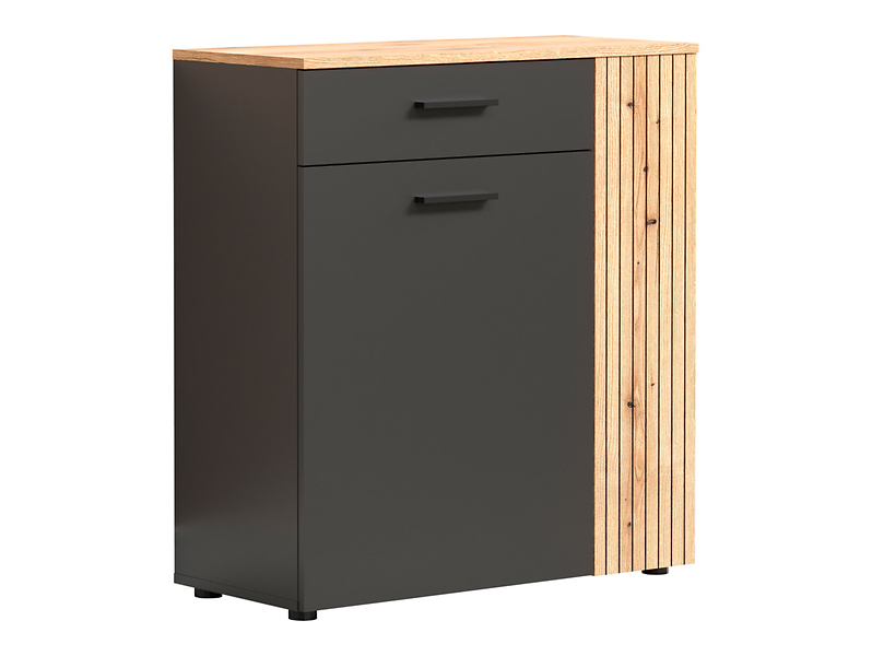 Komoda Esteban 80 cm z 2 drzwiami i szufladą grafit/dąb evok 260509