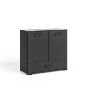 Komoda FELIX 1 czarna 90 cm loftowa z szufladą i drzwiczkami 902738