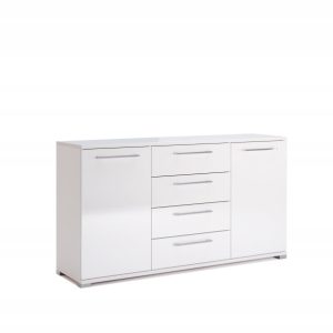 KOMODA Flory 150 cm 4 SZUFLADY i 2 SZAFKI biały połysk 295112
