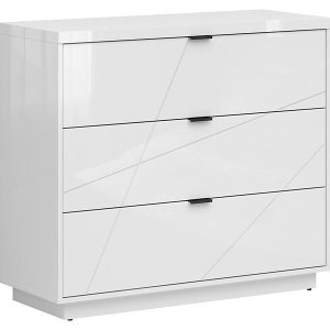 Komoda Forn 106 cm z 3 szufladami biały połysk 48555
