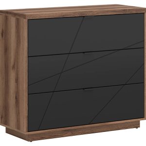 Komoda Forn 106 cm z 3 szufladami dąb delano ciemny/czarny mat 48558 Komoda Forn 106 cm z 3 szufladami dąb delano ciemny/czarny mat 48558