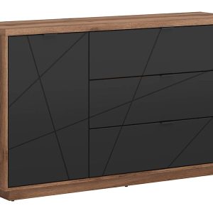 Komoda Forn 156 cm z drzwiami i 3 szufladami dąb delano ciemny/czarny mat 38200 Komoda Forn 156 cm z drzwiami i 3 szufladami dąb delano ciemny/czarny mat 38200