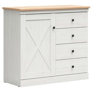 Komoda Frija 103 cm z drzwiami i 4 szufladami sosna andersen biała 801190 Komoda Frija 103 cm z drzwiami i 4 szufladami sosna andersen biała 801190
