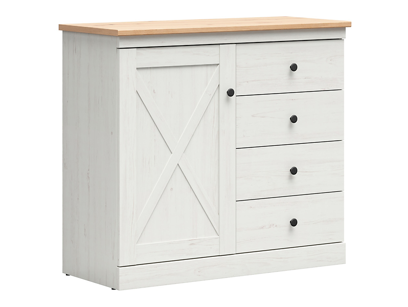 Komoda Frija 103 cm z drzwiami i 4 szufladami sosna andersen biała 801190