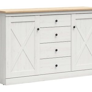 Komoda Frija 153 cm z 2 drzwiami i 4 szufladami sosna andersen biała 57069 Komoda Frija 153 cm z 2 drzwiami i 4 szufladami sosna andersen biała 57069