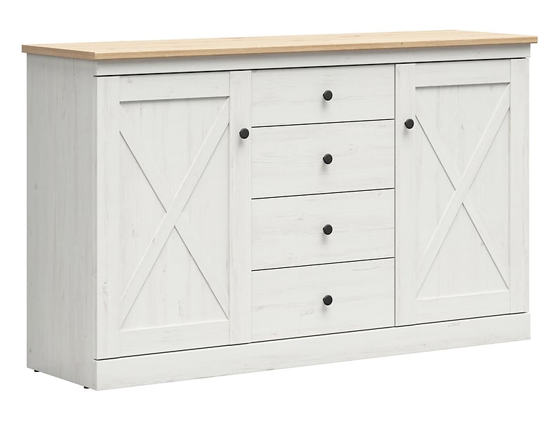 Komoda Frija 153 cm z 2 drzwiami i 4 szufladami sosna andersen biała 57069
