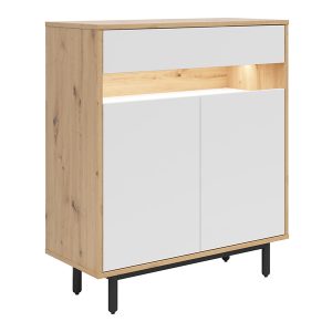 Komoda Gap 90 cm z 2 drzwiami i szufladą dąb artisan/biały 228611 Komoda Gap 90 cm z 2 drzwiami i szufladą dąb artisan/biały 228611