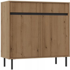 KOMODA GLAMOUR 100 cm RYFLE Nóżki METAL 2D2S DĄB EVOKE OSAKA 349724