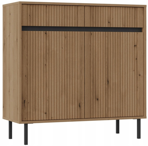 KOMODA GLAMOUR 100 cm RYFLE Nóżki METAL 2D2S DĄB EVOKE OSAKA 349724