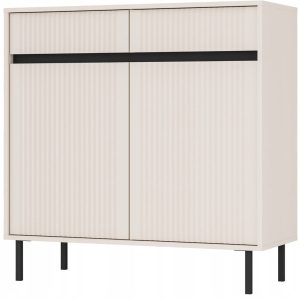 KOMODA GLAMOUR 100 cm RYFLE Nóżki METALOWE 2D2S BEŻOWA OSAKA 349726