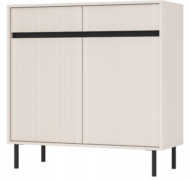 KOMODA GLAMOUR 100 cm RYFLE Nóżki METALOWE 2D2S BEŻOWA OSAKA 349726
