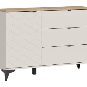 Komoda Glamour 138 cm z drzwiami i 3 szufladami kaszmir/dąb mauvella 874323