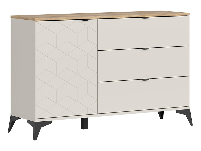 Komoda Glamour 138 cm z drzwiami i 3 szufladami kaszmir/dąb mauvella 874323