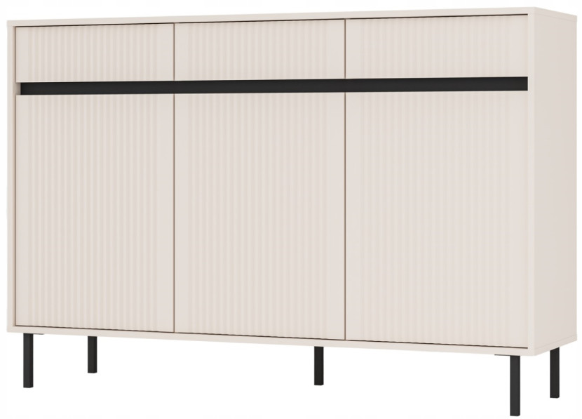 KOMODA GLAMOUR 149 cm RYFLE Nóżki METALOWE 3D3S BEŻOWA OSAKA 349725