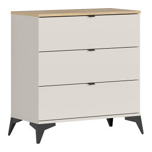 Komoda Glamour 85 cm z 3 szufladami kaszmir/dąb mauvella 681221