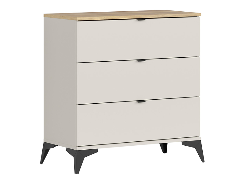 Komoda Glamour 85 cm z 3 szufladami kaszmir/dąb mauvella 681221