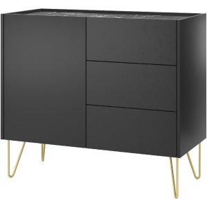 Komoda HARMONIX 02 czarny / czarny marmur 246641 Komoda HARMONIX 02 czarny / czarny marmur 246641