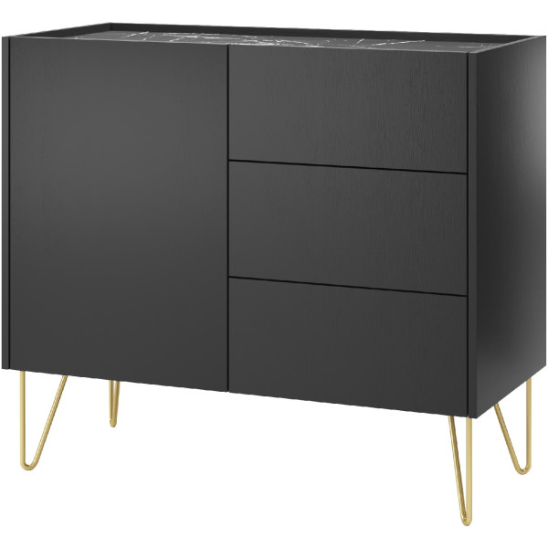 Komoda HARMONIX 02 czarny / czarny marmur 246641