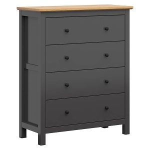 Komoda Hesen 101 cm z 4 szufladami grafit/dąb artisan 39877 Komoda Hesen 101 cm z 4 szufladami grafit/dąb artisan 39877