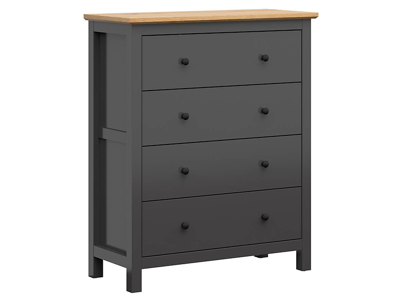 Komoda Hesen 101 cm z 4 szufladami grafit/dąb artisan 39877
