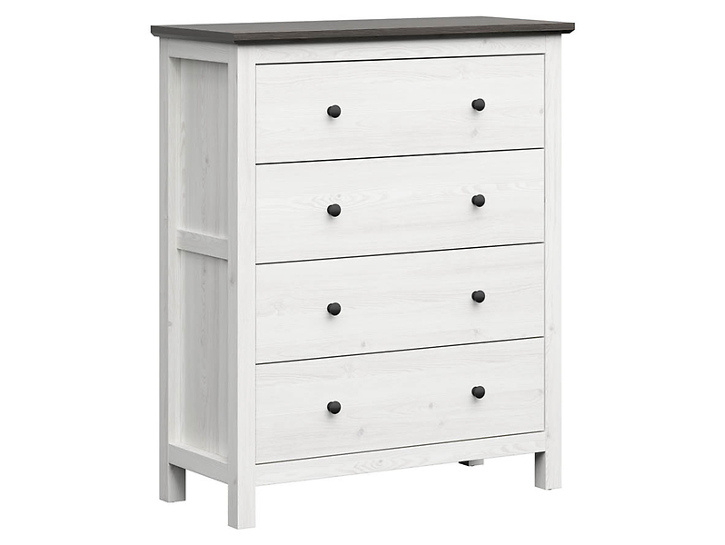 Komoda Hesen 101 cm z 4 szufladami modrzew sibiu jasny/sosna larico 39878
