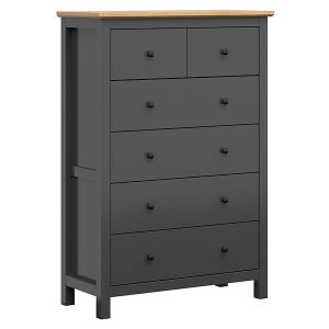 Komoda Hesen 101 cm z 6 szufladami grafit/dąb artisan 39879 Komoda Hesen 101 cm z 6 szufladami grafit/dąb artisan 39879