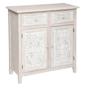 KOMODA Hina DREWNIANA bielona 2 szuflady i półki 458966 KOMODA Hina DREWNIANA bielona 2 szuflady i półki 458966