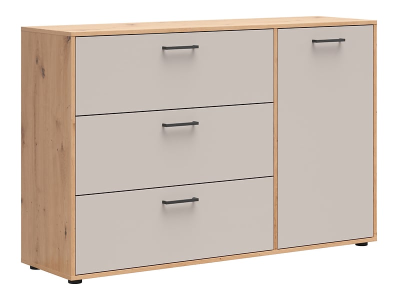 Komoda Hinton 134 cm z drzwiami i 3 szufladami dąb artisan/kaszmir 1060523