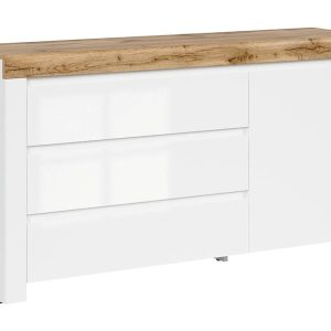 Komoda Holten 156 cm z drzwiami i 3 szufladami biała/dąb wotan 36714 Komoda Holten 156 cm z drzwiami i 3 szufladami biała/dąb wotan 36714
