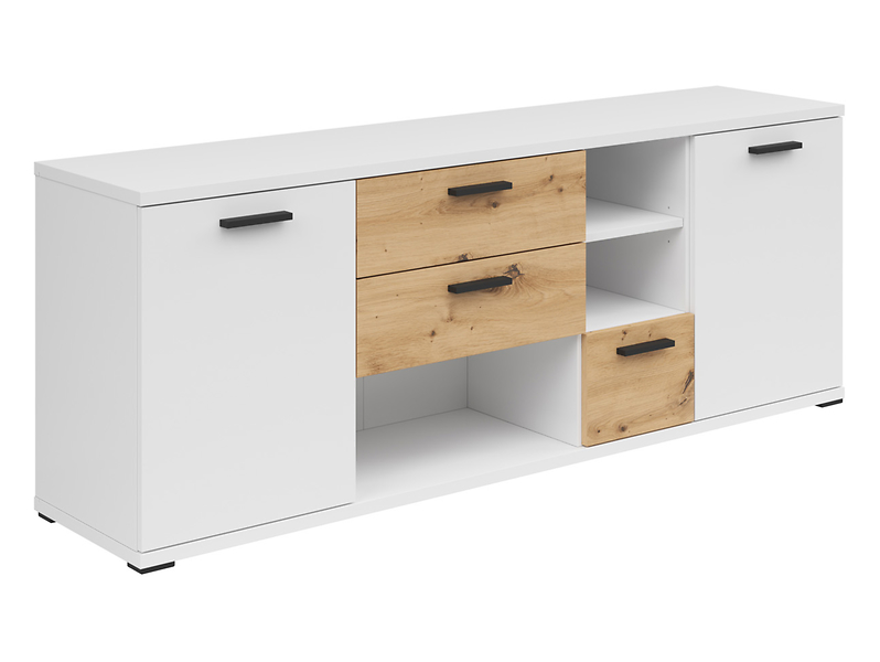 Komoda Homeland 155 cm z 2 drzwiami i 3 szufladami biały/dąb artisan 243094