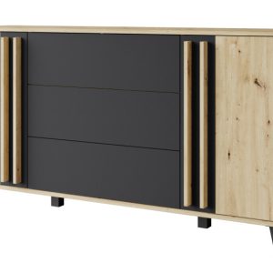 Komoda HURON 150 cm dąb artisan/czarny 715595 Komoda HURON 150 cm dąb artisan/czarny 715595