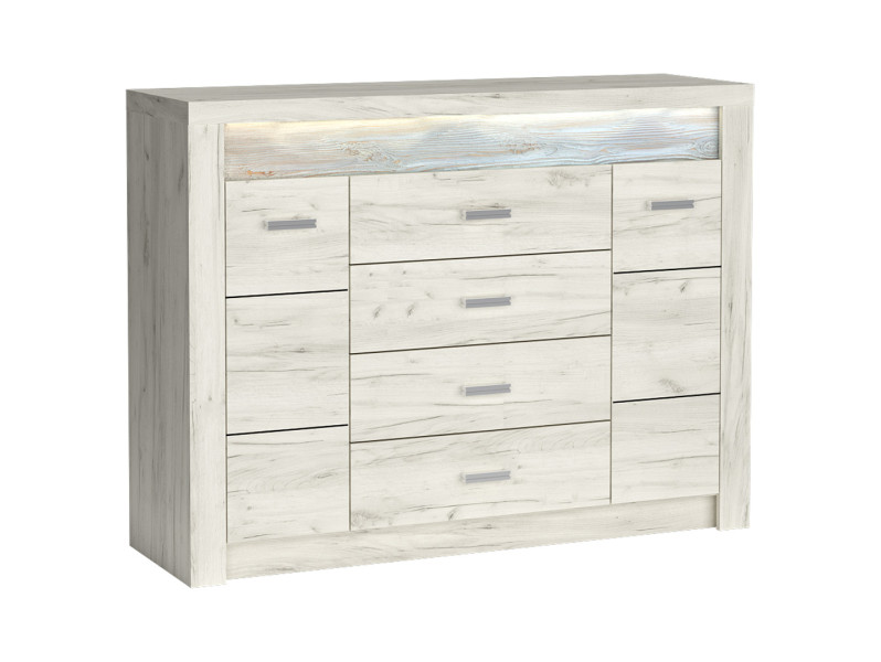 Komoda INDIANAPOLIS CRAFT BIAŁY szeroka z szufladami ozdobna 137 cm 135977