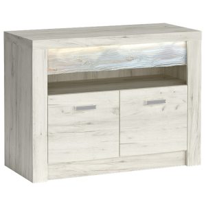 Komoda INDIANAPOLIS CRAFT BIAŁY z szybą i ozdobną wstawką 96 cm 136000