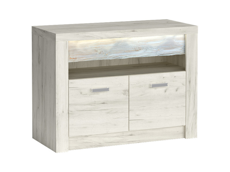 Komoda INDIANAPOLIS CRAFT BIAŁY z szybą i ozdobną wstawką 96 cm 136000