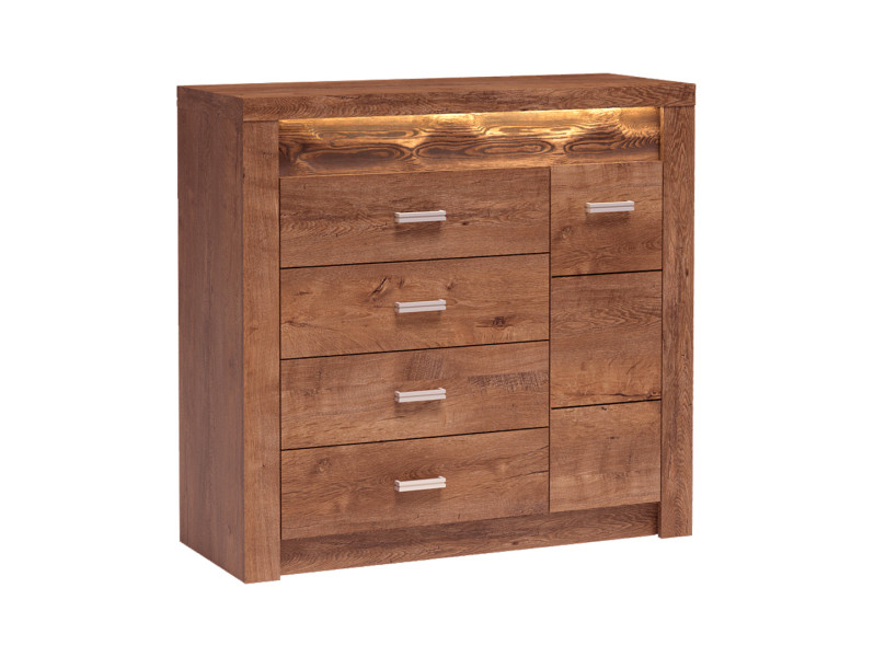 Komoda INDIANAPOLIS JESION JASNY z szufladami i szybą szeroka 108 cm 135967