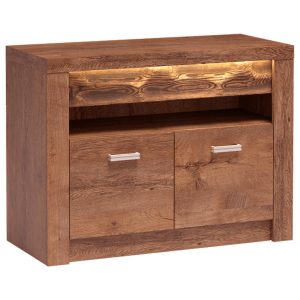 Komoda INDIANAPOLIS JESION JASNY z szybą i ozdobną wstawką 96 cm 136335